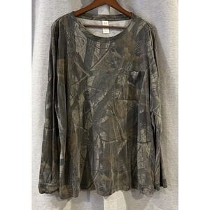 Vintage Liberty Realtree Hardwoods Camo Long Sleeve Pocket T Shirt 90s Y2K 2XL